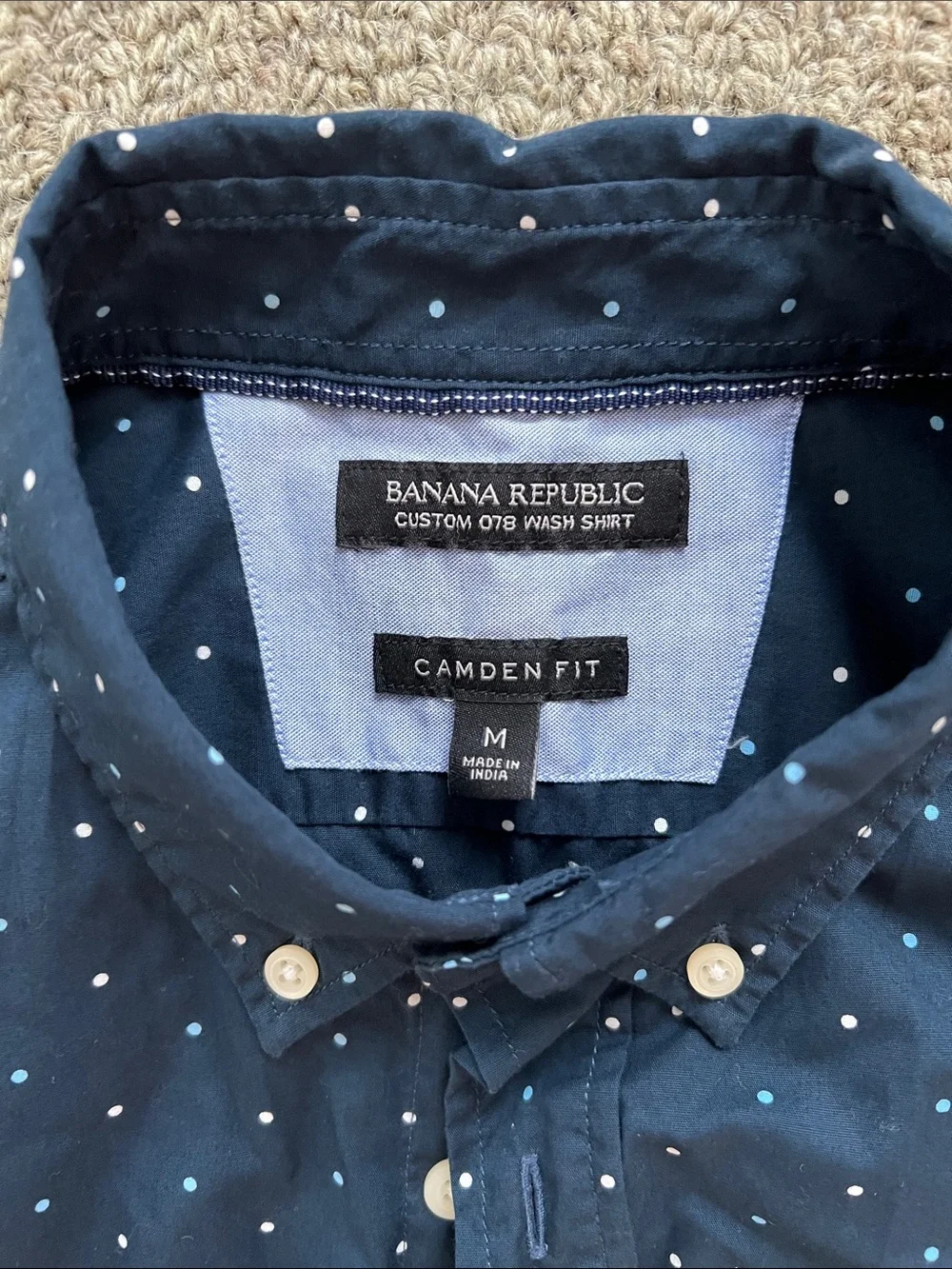 Banana Republic Men’s Navy Button-Down with White Dot Print